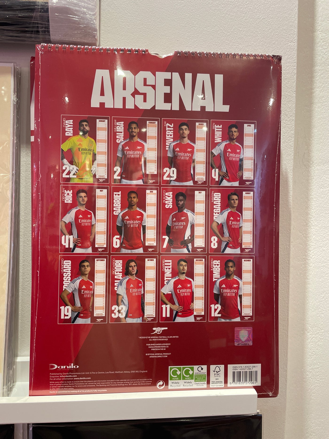 Arsenal Offical 2025 calender