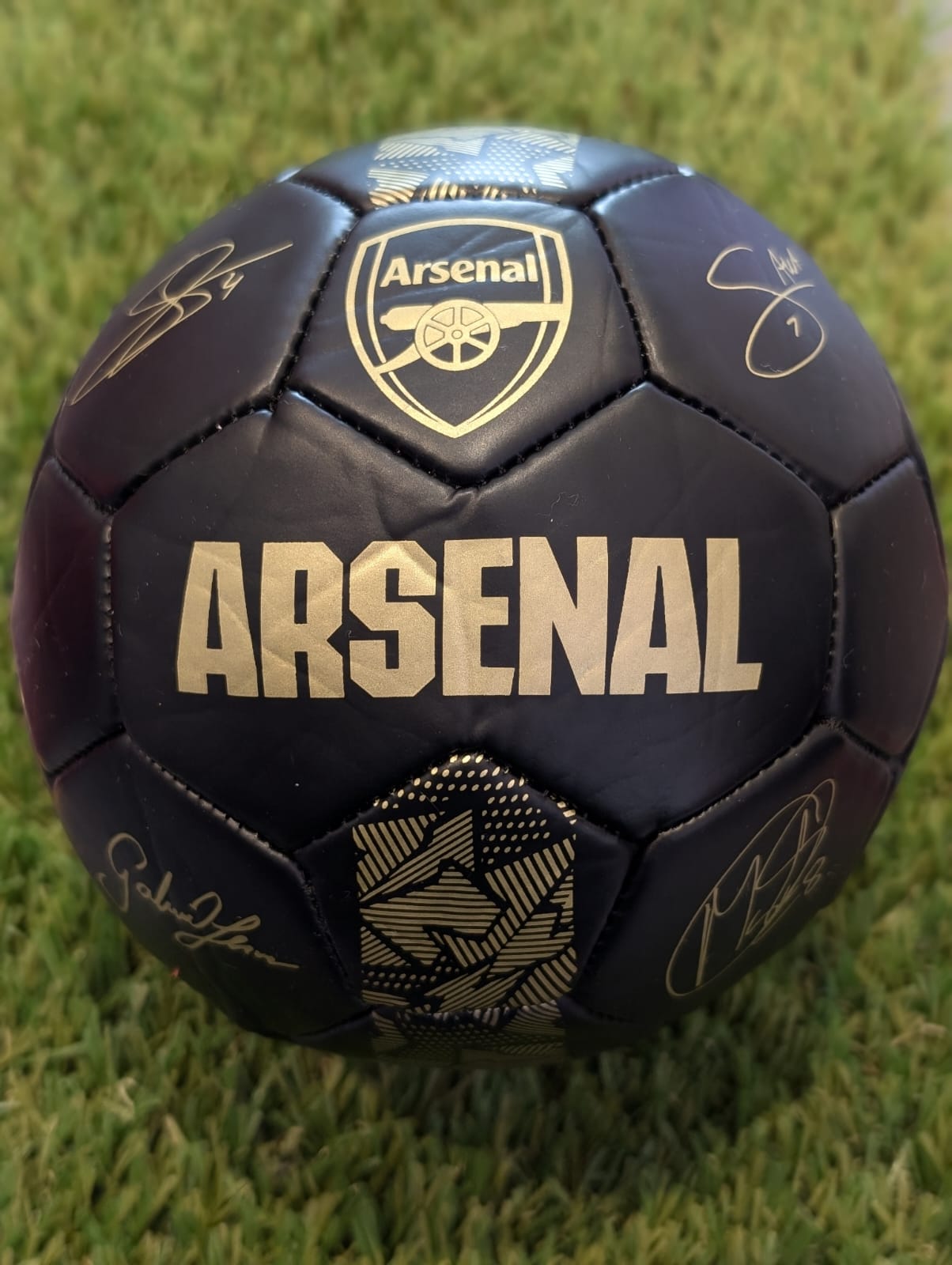 Arsenal Football Mini - Black & Gold Team Signed Ball