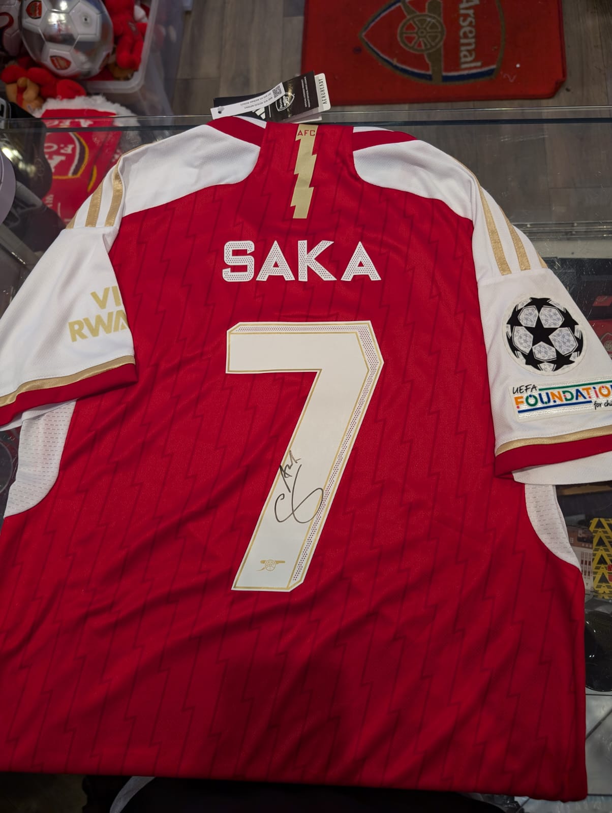 Saka Signed Shirt - 2022-23 Home - Unframed