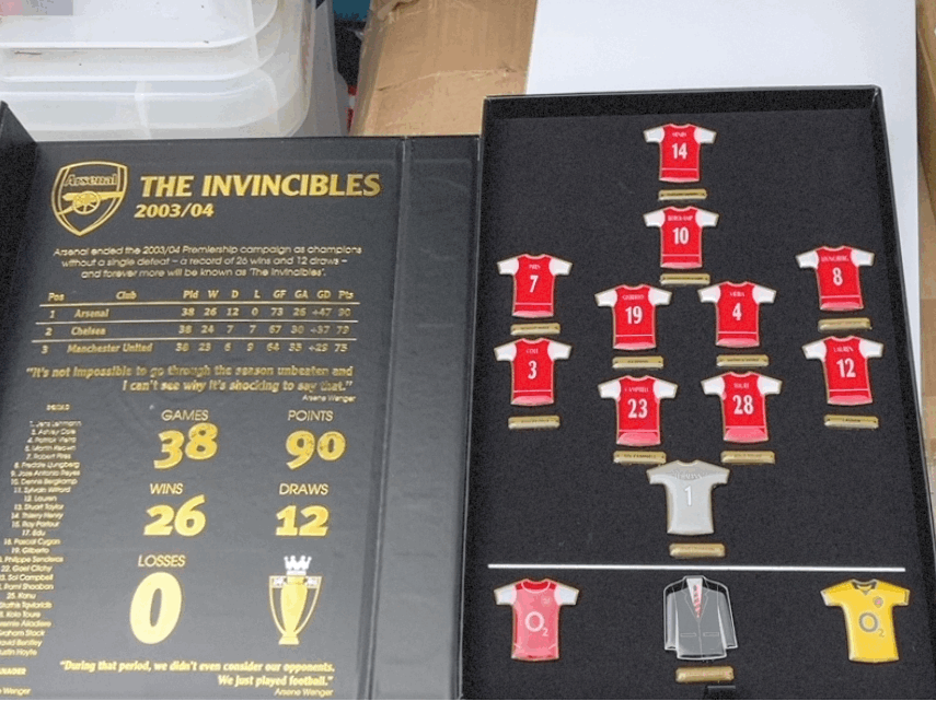 Invincibles badge collection.