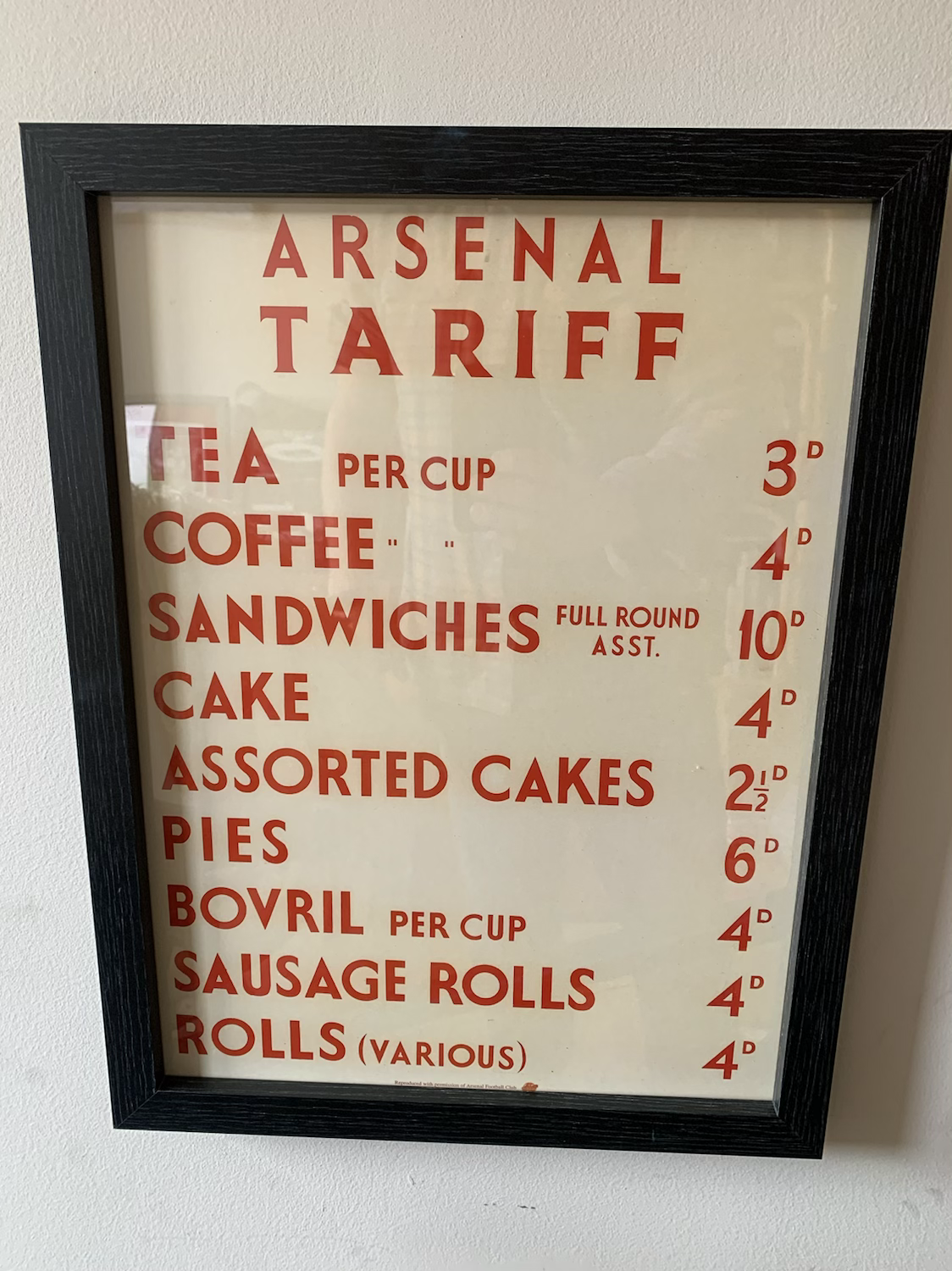 Arsenal Tariff Framed Print